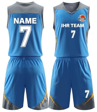Benutzerdefiniert Basketball Trikot mit Eigenem Namen Kinder Nummer Team Logo Basketball Shirt & Short