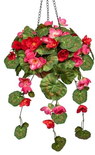 Briful Flores artificiales como geranio real, plantas colgantes, geranio artificial con colgante colgante, altura 70 cm, planta de interior arbusto decorativo planta verde