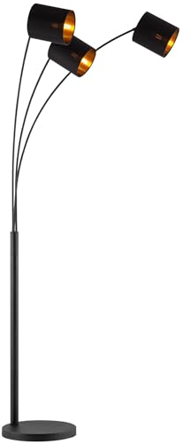 Home Sweet Home moderne Bogenlampe | Schwarz-goldene Stehlampe mit Schirm | Höhe 190 cm | Mit 3xE27 9W 2700K LED-Glühbirne | Industrielle Wohnzimmer-Stehlampe