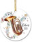 Christbaumschmuck Keramik Weihnachtsanhänger Anhänger Weihnachtsbaumschmuck Hängende Ornamente Weihnachtsdeko Tuba-Musikinstrument Individuell, Personalisierte Tuba 2023, Tuba-Spieler-Geschenke,