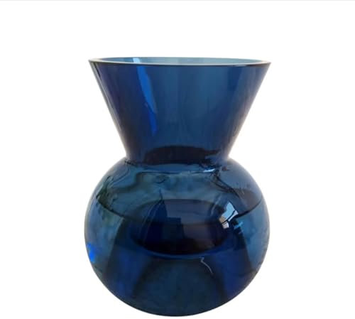 Cawein Jarrón de cristal azul, jarrones para decoración del hogar, ideal para estantes, mantos, decoración de entrada de mesa, jarrón versátil que se puede utilizar como portavelas