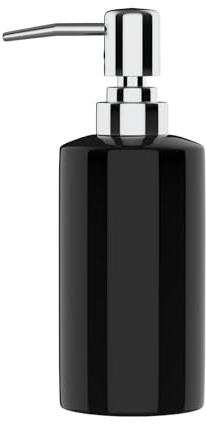 Nuscen Black Ceramic Soap Dispenser -250ml Square Hand Wash Pump for Luxurious Bathrooms, Kitchens, and Hotels | Elegant Shampoo Lotion Bottle | Sleek Design, Easy Dispensing | Modern Living Spaces