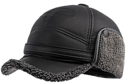 RUICHENG Winterkappe Baseballmütze mit Ohrenklappen für Herren Nackenschutz Winddicht Earflap Fullcap