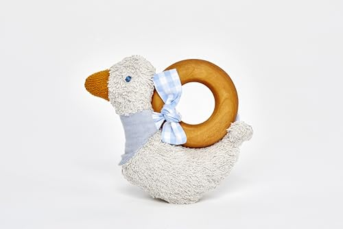 Käthe Kruse MINI Ente Greifling I Motorikspielzeug für Kinder ab 0 Jahre I Kuscheltier, Rassel und Motorikspielzeug in einem