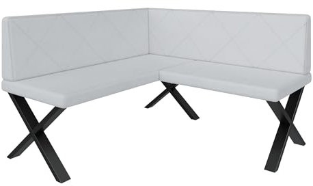 FURNISTAR Eckbank Akiko Metal X - Eckbankgruppe für Ihrem Esszimmer, Küche modern, Sitzecke, Essecke. Perfekt für Küche, Büro und Rezeption. Solide und Starke Verarbeitung. (130x130-Soft17)