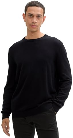 TOM TAILOR Herren Basic Strickpullover mit Kaschmir,29999 - Black, XXL