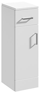 Balterley Bathroom Storage Cabinet, 1 Drawer and 1 Door Soft Close with Chrome Handles Slim Bathroom Storage Unit, Freestanding Unit, Tall Narrow Cupboard Toilet Cabinet - 250 x 330 x 766mm (White)