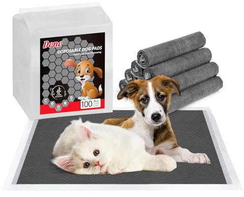 Dono Lot de 100 tapis hygiéniques en carbone pour chiot - 33 x 45,7 cm - Contrôle des odeurs - 6 couches étanches et à séchage rapide - Super absorbants avec charbon actif