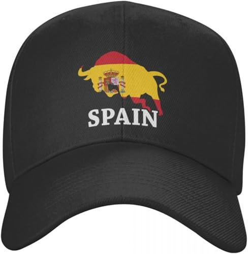 BDJYHACP Baseballkappe Snapback Sonnenhut klassischer spanischer Stier Spanien-Flagge Baseballkappe für Herren und Damen individuell verstellbar Erwachsene
