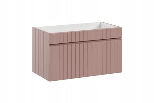 Muebles Slavic Mobiletto da bagno da appendere sotto il lavandino con maniglia per cassetto libera rosa 80 cm, mobile da bagno moderno