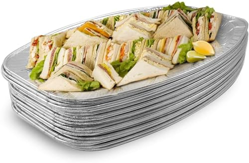 MATANA Wiederverwendbare große Serviertabletts aus Aluminiumfolie, 35 x 23 cm, ofen- und gefriergeeignet, recycelbar, 40 Stück