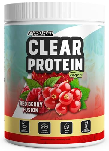 Clear Protein Vegan 360g RED BERRY FUSION, unglaublich leckerer & erfrischender Protein-Drink, vegane Clear Whey Protein/Iso Clear Alternative mit hochwertigem Erbsenproteinhydrolysat, 56% Protein