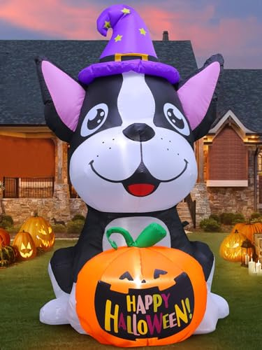 Halloween-Dekoration für den Außenbereich, 1,2 m, Hunde-Kürbisse, aufblasbar, mit LED-Lichtern, Halloween-Dekoration für draußen, Rasen, Party-Dekoration