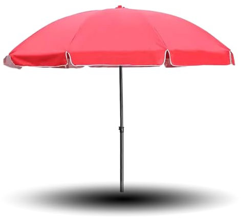 240/260/280/300cm Sombrilla De Mercado, Parasol de Playa Parasol Redonda con Ajuste de Altura y 8 Varillas para Jardín, Patio(Color:Rouge,Size:10ft/300cm)