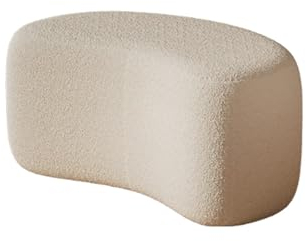 SLOKFV5 Ottomano Sgabello ottomano Crescent Lamb Ottomano Imbottito a Mezzaluna Fuzzy Sherpa Sgabello Imbottito Poggiapiedi Moderno con Struttura in Legno per la Decorazione Domestica Sgabello