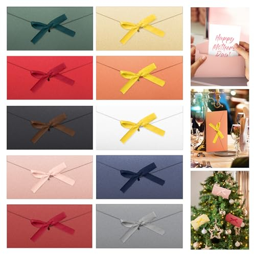 10 PCS Farbige Umschläge mit Band, 10 Farben Vintage Kraftpapier Umschläge, Grußkarten Umschläge Hochzeit Einladungen Umschläge Bunte Briefumschläge für Geburtstag Hochzeit Weihnachten, 22 * 11CM