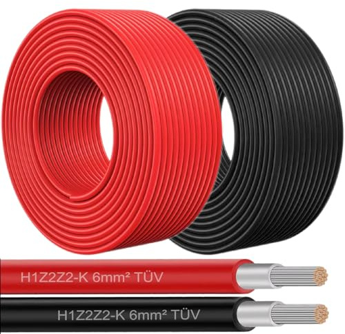 NAUCI Solar Solarleitung für Solarpanel - Solarkabel für Solarmodule - Photovoltaik-Kabel - Kabel 4 mm² - Schwarz/Rot, Farbe:Rot, Länge:10 M inkl. 0% MwSt. gem. § 12 Abs. 3 UStG