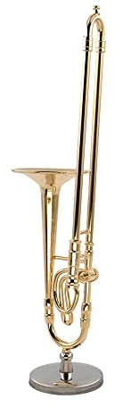 Diggtor 12 cm Miniatur Posaunen Modell Aus Reinem Kupfer mit UnterstüTzung Mini Musik Instrumenten Modell mit Schwarzer Leder Box