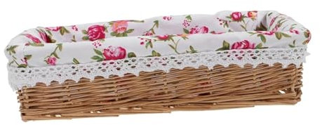 Storage Baskets, Rattan Storage Basket Wicker Organizing Baskets Woven Storage Bin Sundries Organizer Basket Rattan Woven Basket Bins Jewelry Tray Home Kitchen Food Basket Snack Fabric Liner(30x20x8)