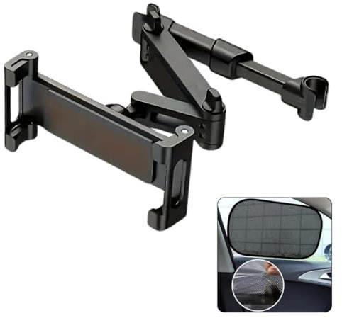 Tidybeet Support Tablette Voiture pour appuie-tête avec Pare Soleil - Porte Tablette Voiture Enfant Extensible Compatible avec iPad, Galaxy Tab, Huawei Mediapad, Switch, Telephones et tablettes.
