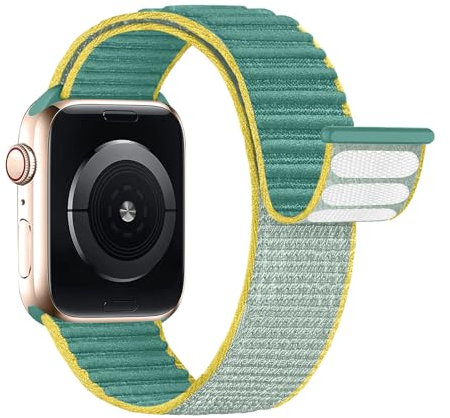 Lobnhot Correa Nylon Compatible con Correa Apple Watch 40mm 41mm 38mm 46mm 45mm 44mm 42mm Hombres Mujeres, Correa Deportiva Ajustable para la Serie iWatch 10 9 8 7 6 5 4 3 1 SE, Sunshine