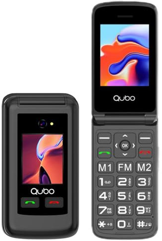 Qubo GSM Telefono Cellulare per Anziani 4G,Flip phone Telefoni Cellulari Tasti Grandi,Volume alto,Funzione SOS, 2.4+1.77 Contatti con Immagini,Chiamata Rapida,Cellulare anziani Nero