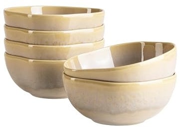 MÄSER Serie Cordelia, Schüsseln für 6 Personen aus hochwertigem Steinzeug, 6-teiliges Schüssel Set; unregelmäßige Geschirr Formen; Steinzeug, Sand