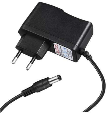 PHENOFICE Adaptador De Corriente CC 12v 1a para Cámaras CCTV Cargador De Pared Conector DC 5,5mm x 2,1mm Material Plástico Resistente Longitud De Cable De 0,95m Color Negro