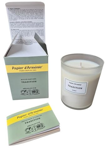 Boemy Candela profumata Papier d'Arménie + libro aromatico | Fragranza tradizionale | 50 ore di combustione