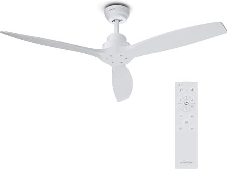 Klarstein Santa Elena Deckenventilator – 52 Echtholzflügel, 6 Stufen, Fernbedienung, 9.060 m³/h, Leise 45 dB, Sommer & Wintermodi, Timer, 132 cm
