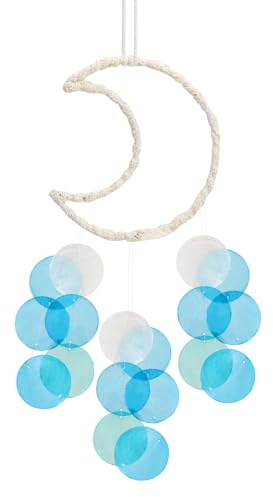 APOMOONS Windspiele für Draußen Hängend, Blaues Windspiel Muscheln mit natürlichem Klang für Garten Balkon Terrasse und Fenster, Handgemachtes DIY Glockenspiele Dekor für Zuhause