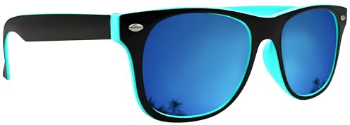 Mustavo Mens Sunglasses Men's Eyewear Twotone Frame Ladies Sunglasses Classic Retro Style With Blue Mirror Lense UV400 Protection (Turquoise)