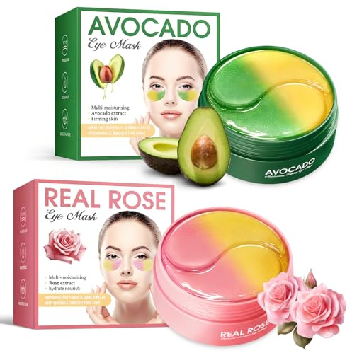 120 Pcs Collagene Patch Occhi, Patch Occhiaie e Borse, Anti Rughe, Rimuovi Borse e Puffiness, Maschera Contorno Occhi Occhiaie, Estratto di Rosa ed Estratto di Avocado, Contorno Occhi Idratante