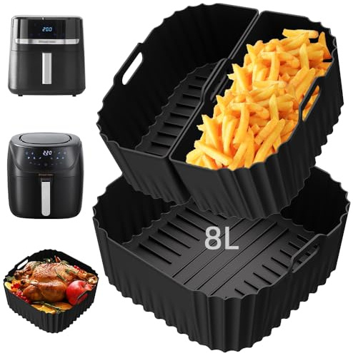 Airfryer Silikonform für Russell Hobbs 8,3L (27632) / 8L (27170), 3 Stück | Silikonform Heißluftfritteuse Wiederverwendbare Luftfritteuse Einsätze Backform, spülmaschinenfest, Antihaft, BPA-frei