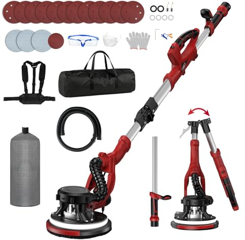 Lijadora de paneles de yeso con colector de polvo al aspiradora, herramienta MODOFO de 1200 W, herramienta de eliminación de techo de palomitas de maíz mejorada, 5 velocidades variables, 800-2100 rpm