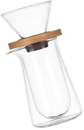 Insulated Borosilicate Glass Coffee Brewer Carafe and Dripper Set for Cold Brew and Hot Pour with Simple Cleaning Office Home Brewing Accessories Set