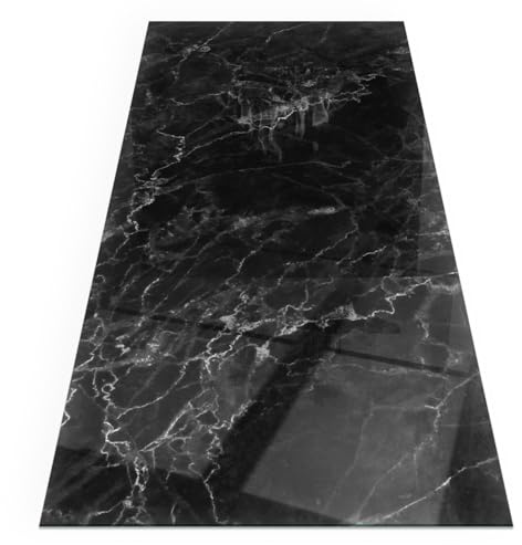 Placa Impermeable de Chimenea 100x50 cm Instalación Fácil Protección contra Daños, Chispas con Motivo Impreso Moderno Revestimiento del Suelo Bordes Pulidos - Elegante patrón de mármol