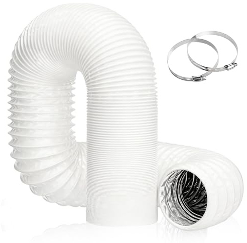 100mm Ducting, 10 m Ducting Tumble Dryer Vent Hose Can be Cropped PVC Ventilation Air Ducting Flexible Aluminum for Extractor Fan Hydroponics Tumble Dryer (White)