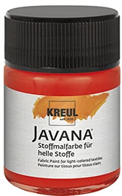 KREUL 91941 - Javana Stoffmalfarbe für helle Stoffe, 50 ml Glas in rot, geschmeidige Farbe auf Wasserbasis mit cremigem Charakter, dringt fasertief ein, waschecht nach Fixierung