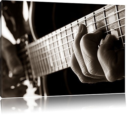 Pixxprint Dark Gitarre spielen, Größe: 60x40cm, Leinwandbild, fertig gespannt, Wandbild, Dekoration, Kunstdruck, kein Poster