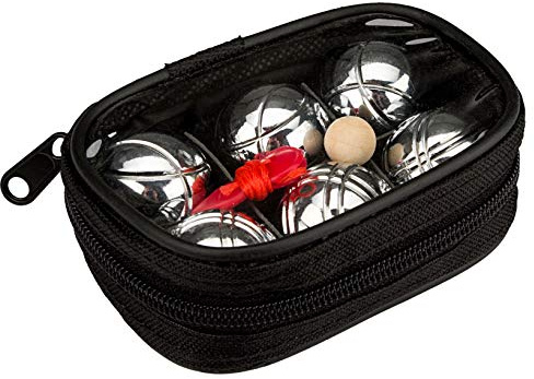 Get & Go Mini Jeu De Boules Satz Mini Petanque, Chrom/Schwarz, One Size, 52JH