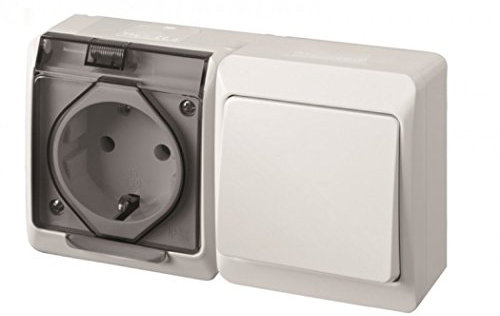 FAMATEL – Conmutador + Base | Enchufe de empotrar | IP54 | Fácil instalación | Alta estanqueidad del producto | Libre de hálogenos | Protección Infantil | Aluminio