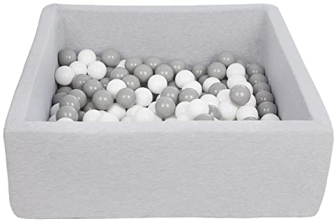 Velinda Piscine a balles pour Enfant, Dimensions: 90x90 cm, Aire de Jeu + 150 balles (Couleurs des balles: Blanc,Gris)