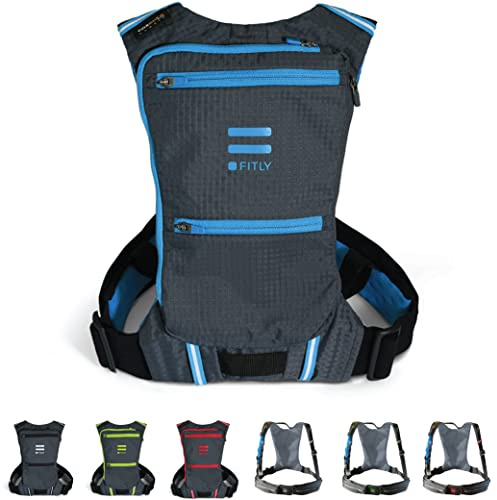 FITLY Minimalistischer Laufrucksack | Unisex-Laufrucksack mit Handyhalterung, Brustgurt | Persönliche Dinge beim Laufen mitführen | Laufausrüstung für Männer/Frauen | Leichter Laufrucksack mit Wasser