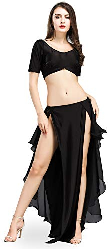 ROYAL SMEELA Bauchtanz Set Tops Röcke für Frauen Bauchtanz Kostum Anzug Mode Sexy Tanzen Kostüme Crop Top und Schlitz Rock Lang Bauchtanz Oberteil Rock Tanzkleidung Damen Training tanzkleid