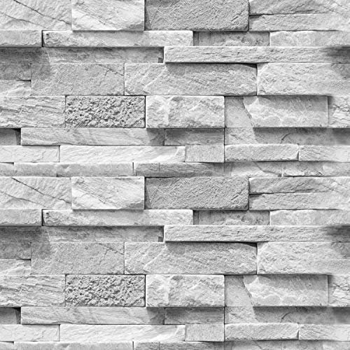 murando - Papier peint adhésif 10 m - papier peint 3D - Sticker mural - placage décoratif - revêtement mural - feuille décorative - adhésif mural -Pierre Gris f-A-0691-an-b