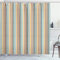 ABAKUHAUS Brown und Blau Duschvorhang, geometrische Scribbles, Stoffliches Gewebe Badezimmerdekorationsset mit Haken, 175 x 180 cm, Senf Blau Braun