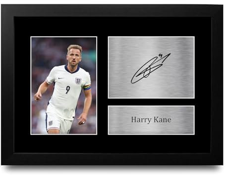 HWC Trading Harry Kane Gift-Autogramm, A4, gedrucktes Autogramm, Geschenke (England gerahmt)