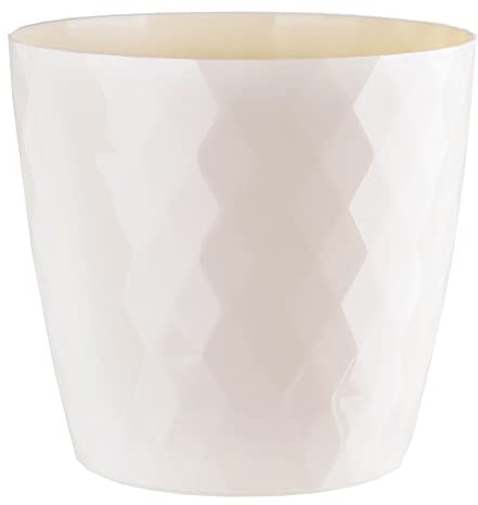KORAD Cristal Indoor Flower Pot Covers without Drainage Holes | Round Plastic Plant Pots Container for All Houseplants | 9 Modern Colours & 7 Sizes- (Cream, Ø 30 cm (11.81 inch))