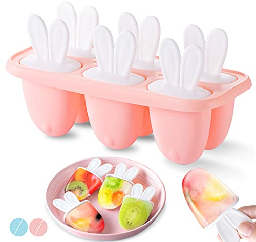 Moule à Glace, Lot de 6 Moule Esquimaux avec Batonnet, Mini Ice Pop Mold Popsicle Sorbet DIY Réutilisable, pour Glace Maison Yaourt Jus